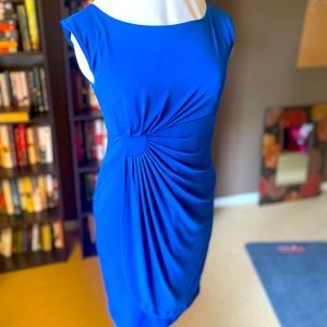 Blue faux-wrap dress